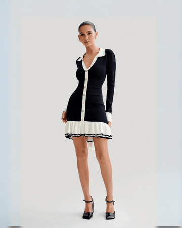 Ruffled Knit Mini Dress