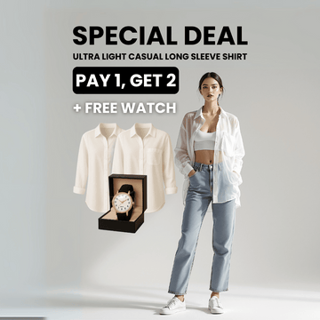 Everyday Elegance Long Sleeve Shirt - Buy 1, Take 2 + Free Clock
