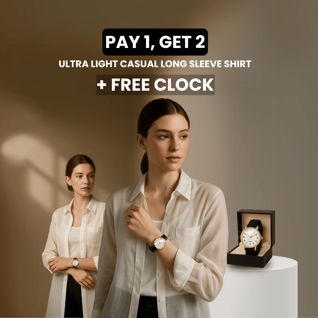 Everyday Elegance Long Sleeve Shirt -  Buy 1, Take 2 + Free Clock