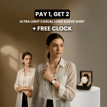 Everyday Elegance Long Sleeve Shirt -  Buy 1, Take 2 + Free Clock