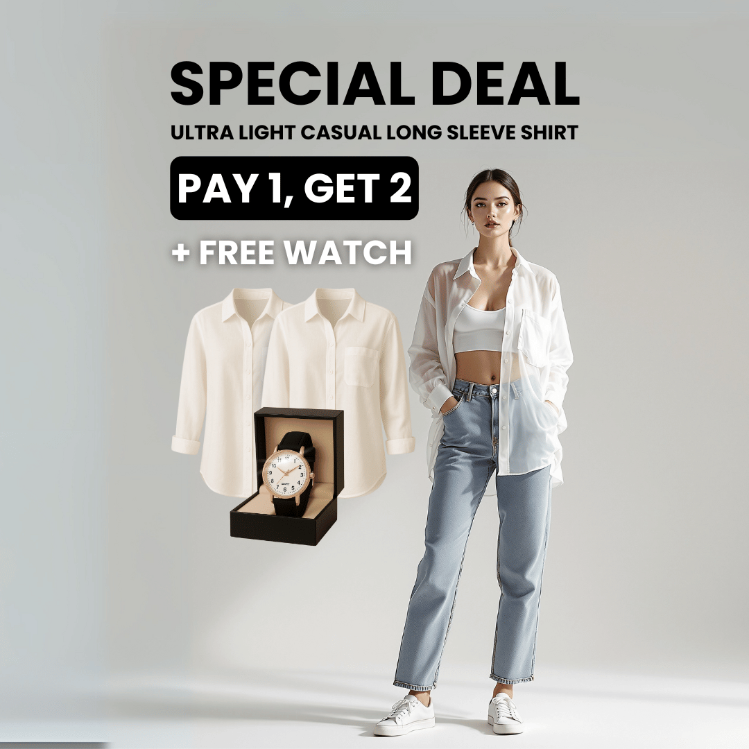 Everyday Elegance Long Sleeve Shirt -  Buy 1, Take 2 + Free Clock
