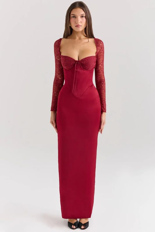 Luxury Satin Lace Dress